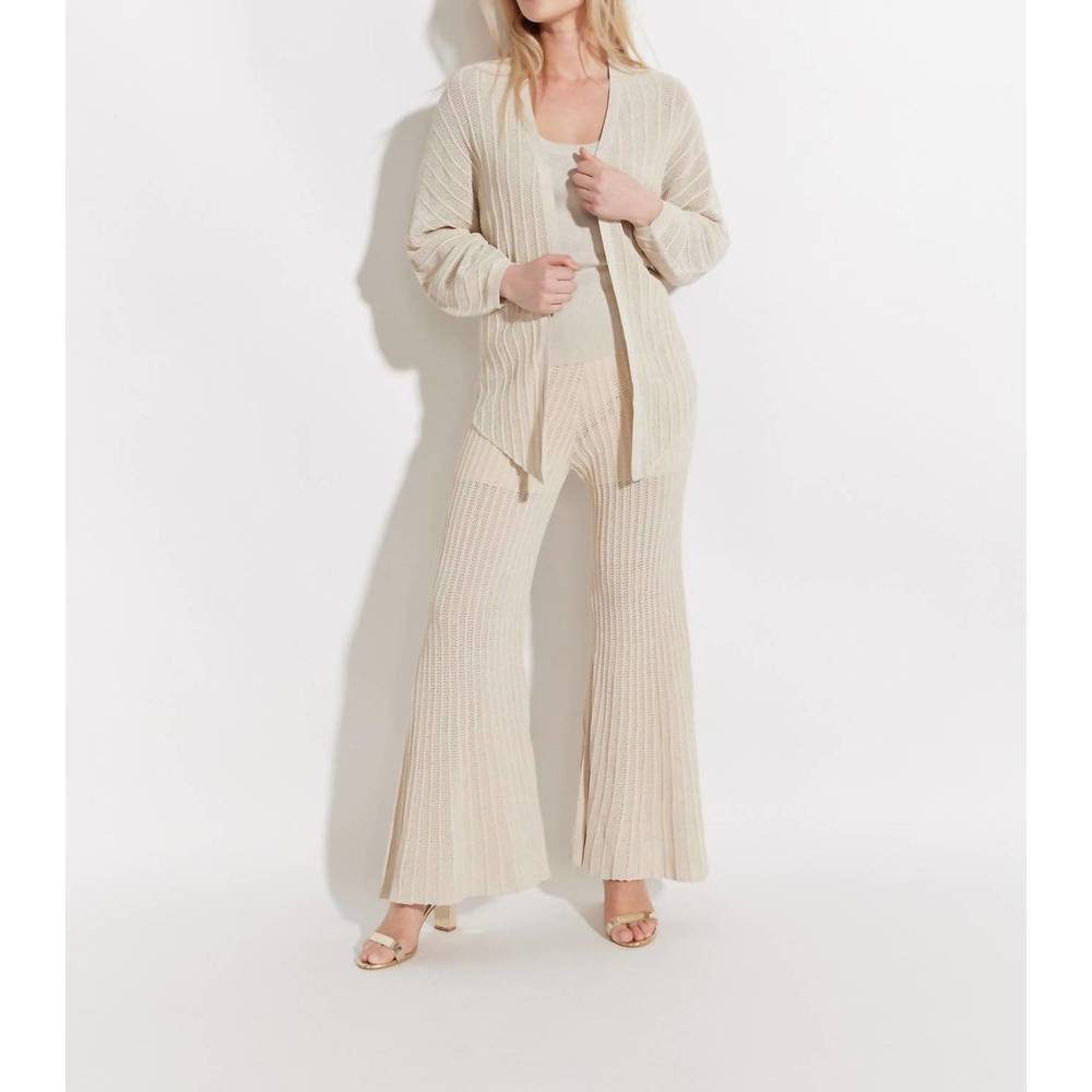 NEW OOLALA lurex cardigan sweater in beige